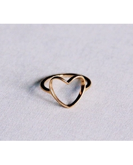 Anillo de acero con corazon abierto dorado - Imagen 1