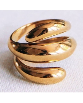 Anillo en acero en espiral dorado - Imagen 1