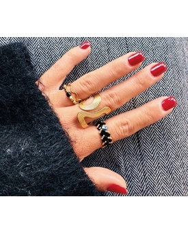 Anillo XL Retro con rayas en tono dorado - Imagen 2