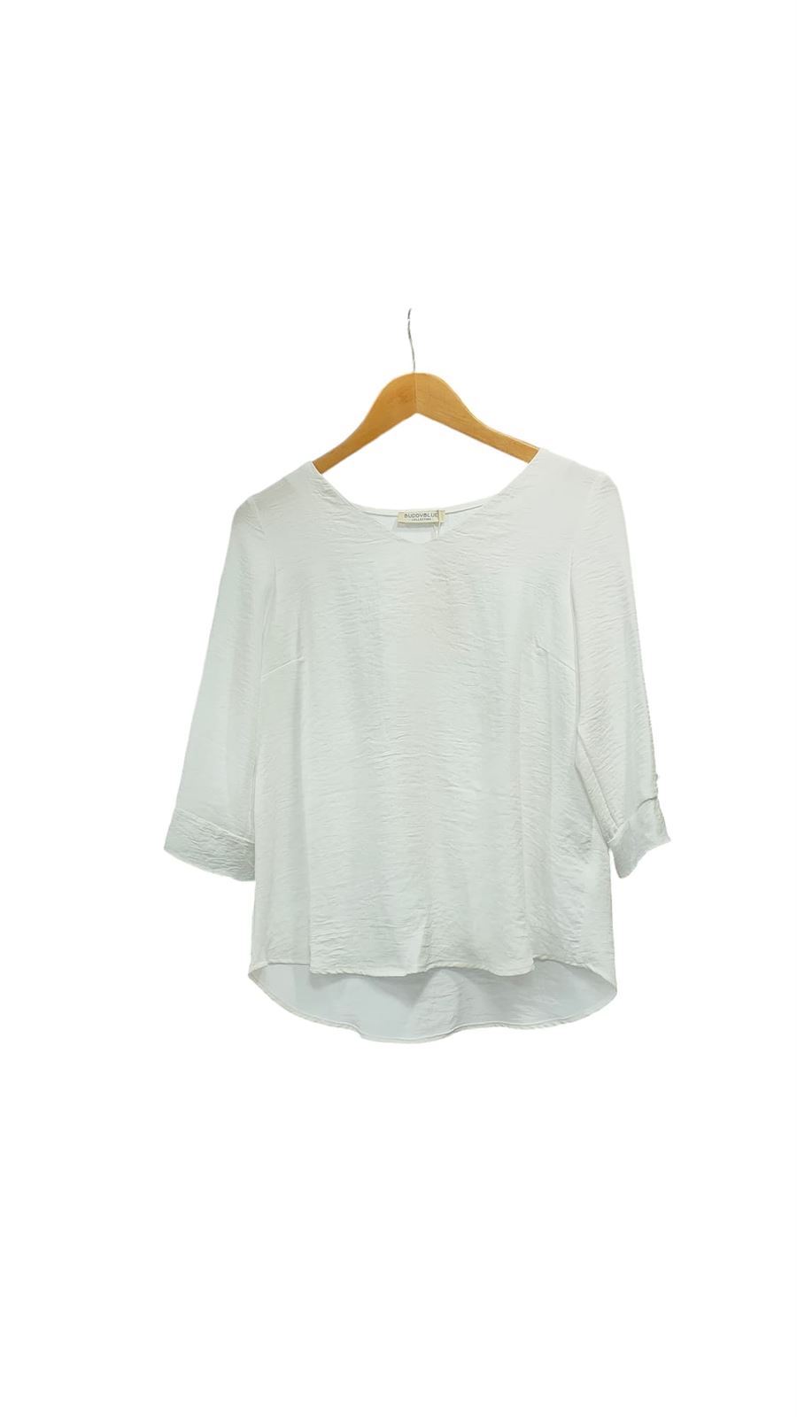 Buddyblue_ Blusa cuello pico lazada mangas blanca - Imagen 1