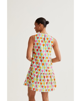 Compañía Fantástica_ Vestido corto estampado tulipanes - Imagen 2