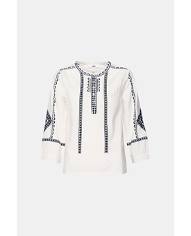 Md´M_ Blusa blanca bordados marino - Imagen 1