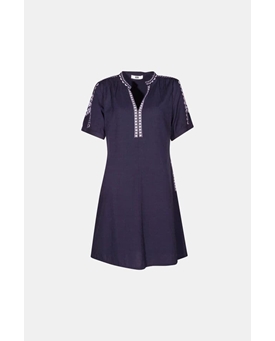 Md´M_ Vestido de algodón navy detalles en blanco - Imagen 1