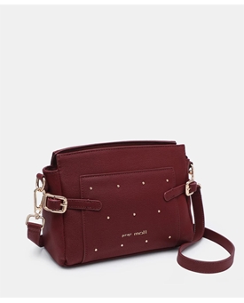 Pepe Moll_ Bolso bandolera tachuelas burdeos - Imagen 2